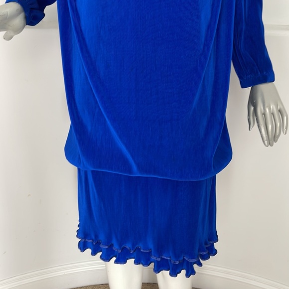 Virginie Paris Vintage 1980'S Long Sleeve Dress Blue - Picture 6 of 13